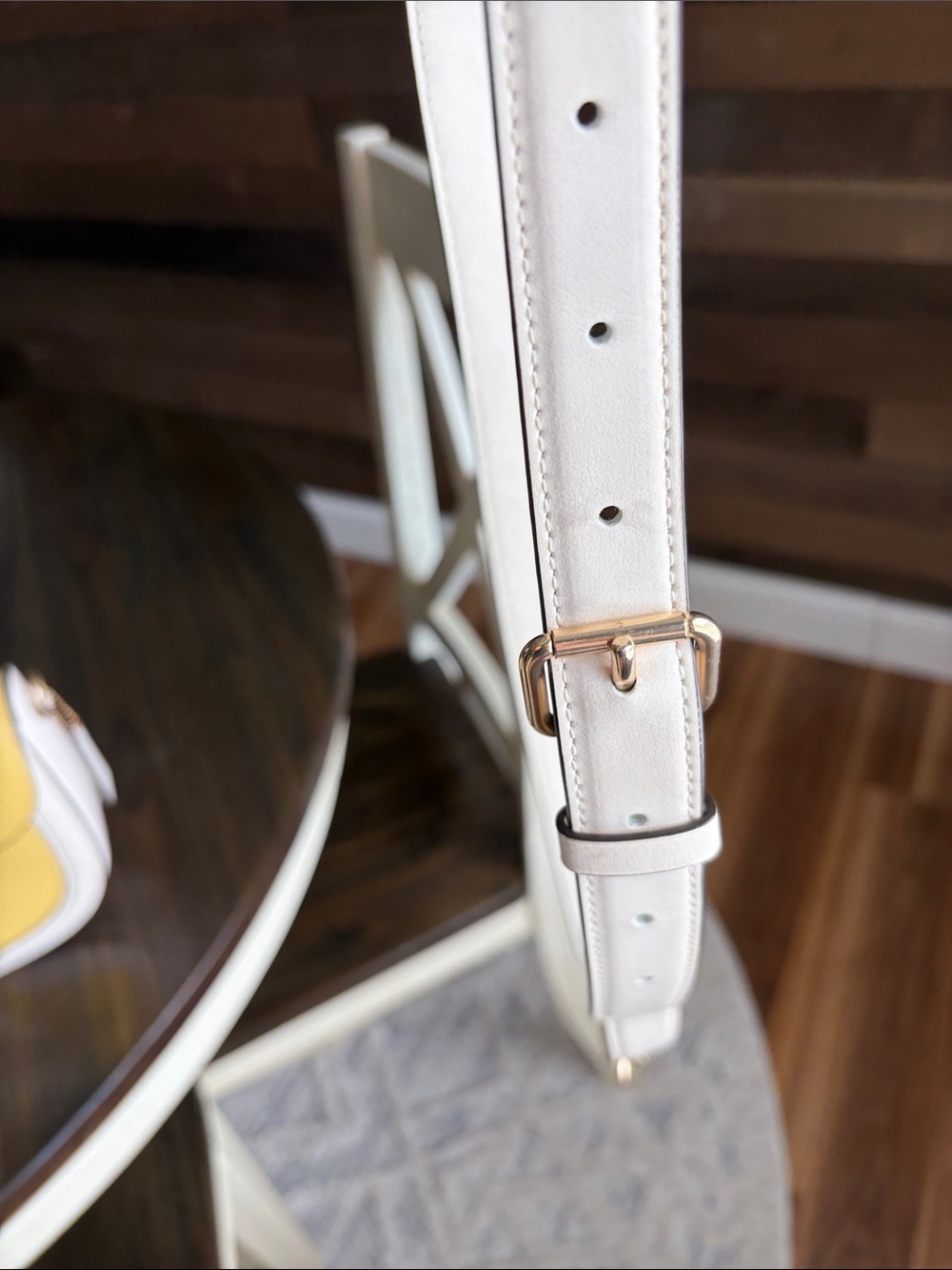Coach Georgie Yellow and Chalk Pebble Leather Crossbody Saddle Bag - Picture 14 of 15
